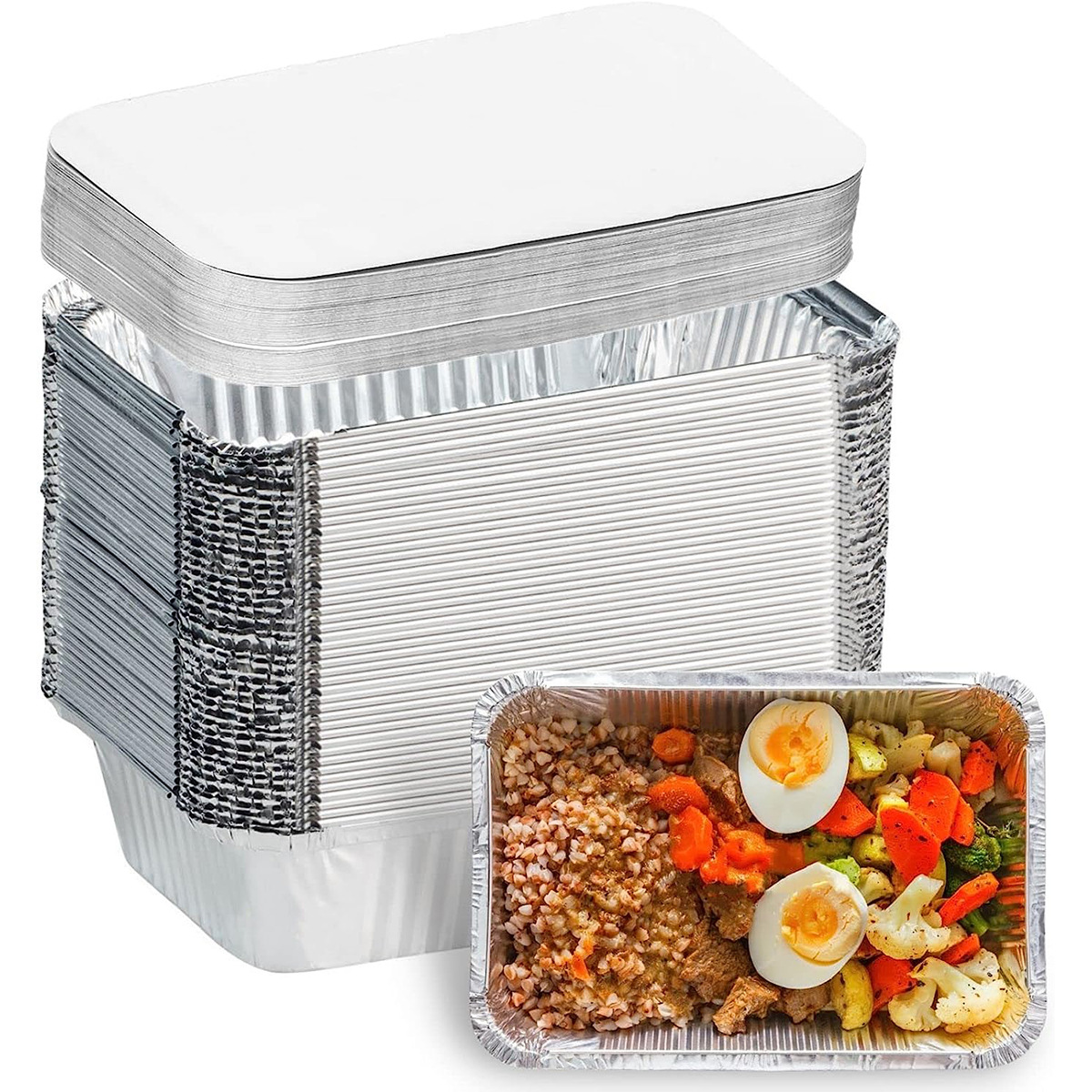 Cross-border disposable tin carton take-out barbecue lunch box rectangular multi-size take-out packing box multi-size