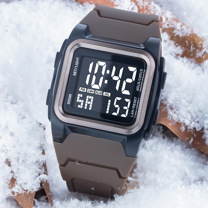 Nuevo cuadrado estudiante digital cronometraje reloj electrónico moda deportes al aire libre montañismo alarma luminoso reloj electrónico