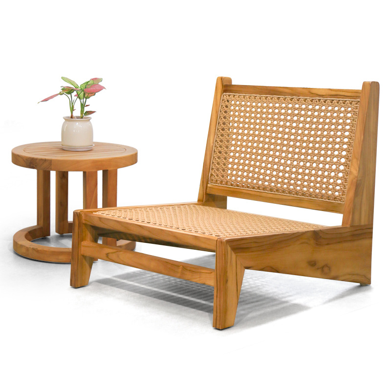 Sofá de madera maciza al aire libre patio jardín villa muebles de ocio al aire libre impermeable sofá de teca anticorrosivo
