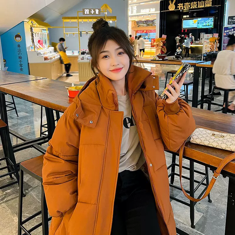 亚马逊跨境货源加厚羽绒棉服女2025年冬季加长款宽松棉衣保暖外套