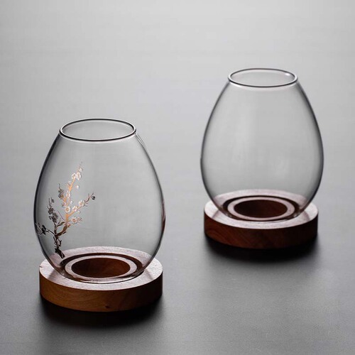 Japanese glass candlestick creative ornaments candle romantic home Zen retro aromatherapy windproof table cover desktop decoration