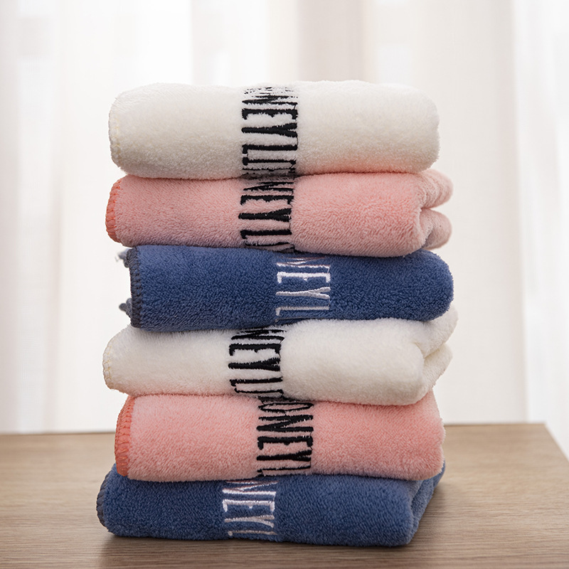 High Density Coral Fleece Towel Absorbent Soft Double-sided Fleece Face Towel Embroidered Letters Adult Face Towel Machinable High Density Coral Fleece Towel Absorbent Soft Double-sided Fleece Face Towel Embroidered Letters Adult Face Towel Machinable