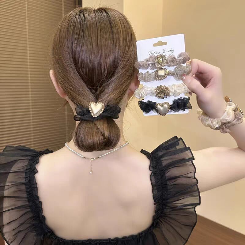ins风高级感头绳耐用皮筋甜美丸子水钻发绳韩版简约气质百搭森女|undefined