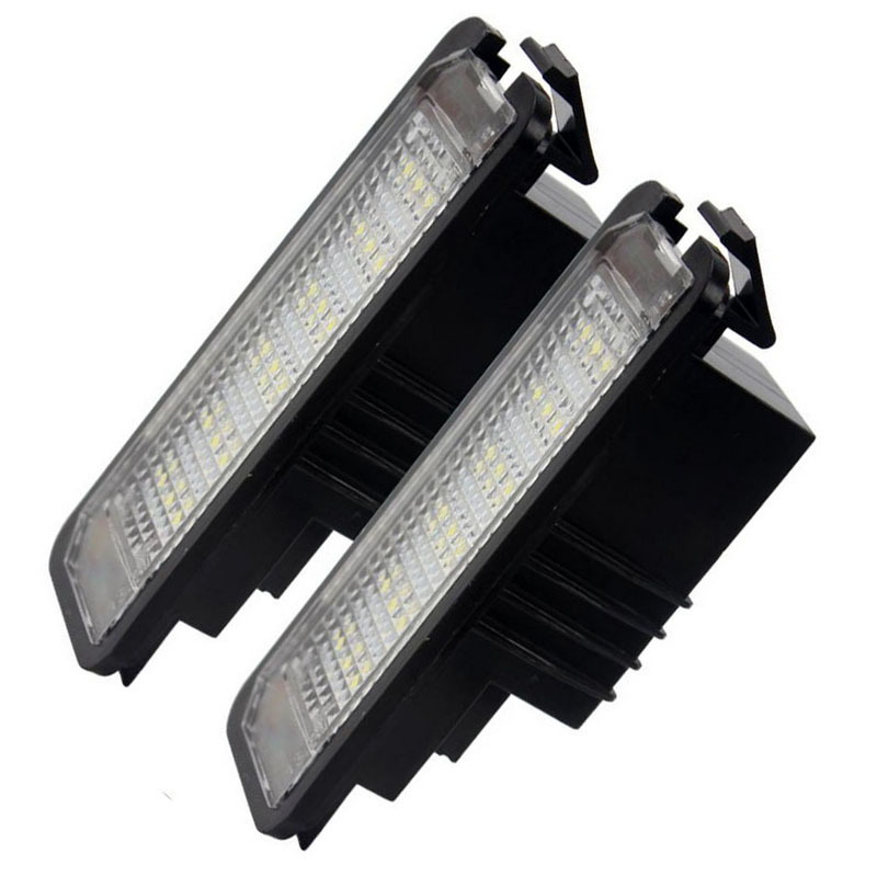 18LED license plate lights, suitable for Porsche and Volkswagen Golf MK4 Scirocco 08-14, white light, black frame, 2 pieces