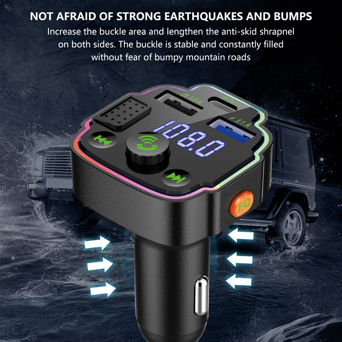 Q8 Car Mp3 Bluetooth Player Plug-In Card/U Disk Lossless Sound Quality Hands-Free Call Fm Transmitter Car Mp3