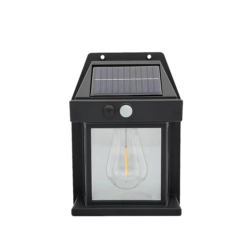 Lámpara de pared con sensor de cuerpo humano solar, iluminación LED impermeable al aire libre, lámpara de jardín de villa, lámpara de noche de tungsteno decorativa