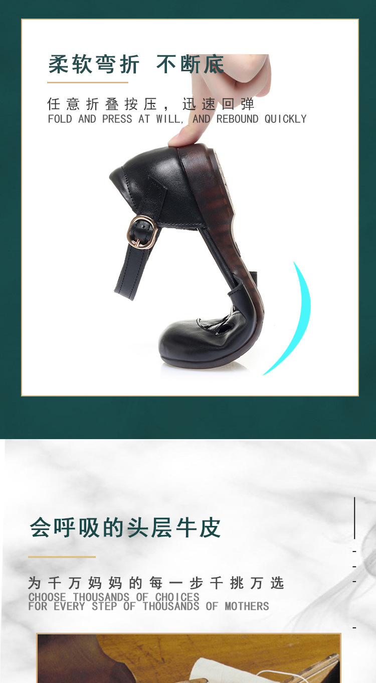 Sandal nữ da thật đế mềm, mũi kín, gót thấp, đế cao su bền bỉ — màu đen chi tiết 7