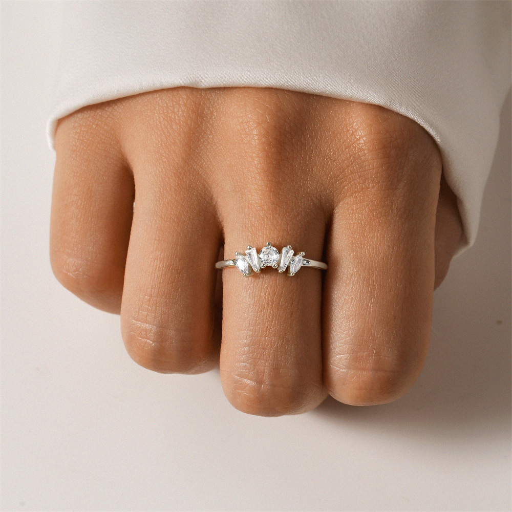 3g Weight Open Rings Classification 1 Piece Quantity Casual Occasion 925 Sterling Silver Material Geometric Pattern Women's Gender Plating Design Sweet Style 925 Sterling Silver Geometric Open Rings 30