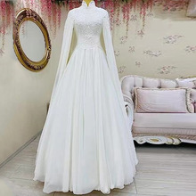輕森系婚紗禮服新娘大拖尾2020新款長袖蕾絲修身大碼宮廷齊地旅拍