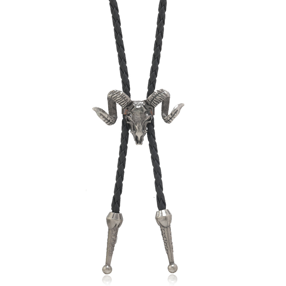 Zinc Alloy Pendant Material Retro Cattle Eagle Pu Leather Alloy Men's Bolo Tie Necklaces