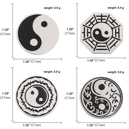 Chinese style traditional Yin Yang Tai Chi Bagua brooch Taoist cultural and creative peripheral zinc alloy Bagua brooch