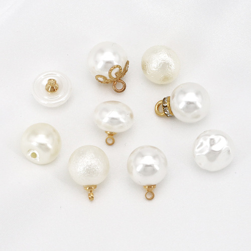 Pearl Mushroom Button Round Resin Button Cheongsam Hanfu Decoration Black White Blouse Chiffon Hand-Stitched Button