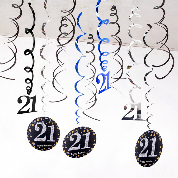 Fiesta de cumpleaños de Amazon Colgante en espiral de PVC de 12 piezas 30 años 40 años 50 años 60 años Decoración de cumpleaños