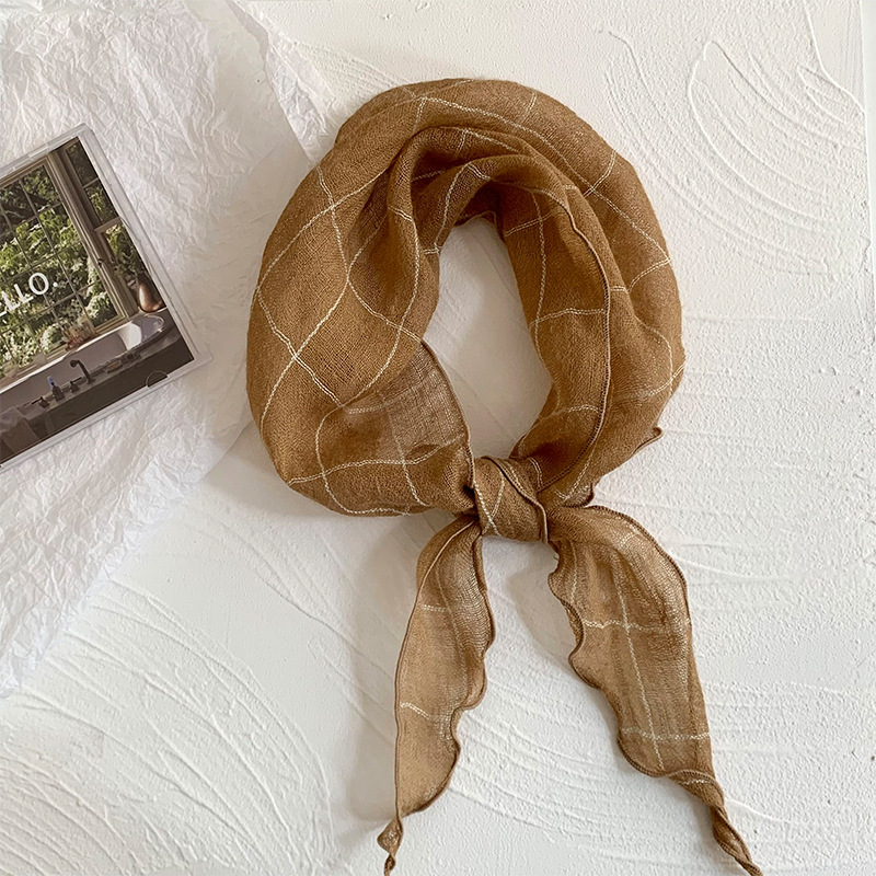 Turbante triangular, cinturón para el cabello, cabello atado, versión coreana de la bufanda triangular a cuadros japonesa, bufanda para el cuello de verano, bufanda transpirable de todo fósforo