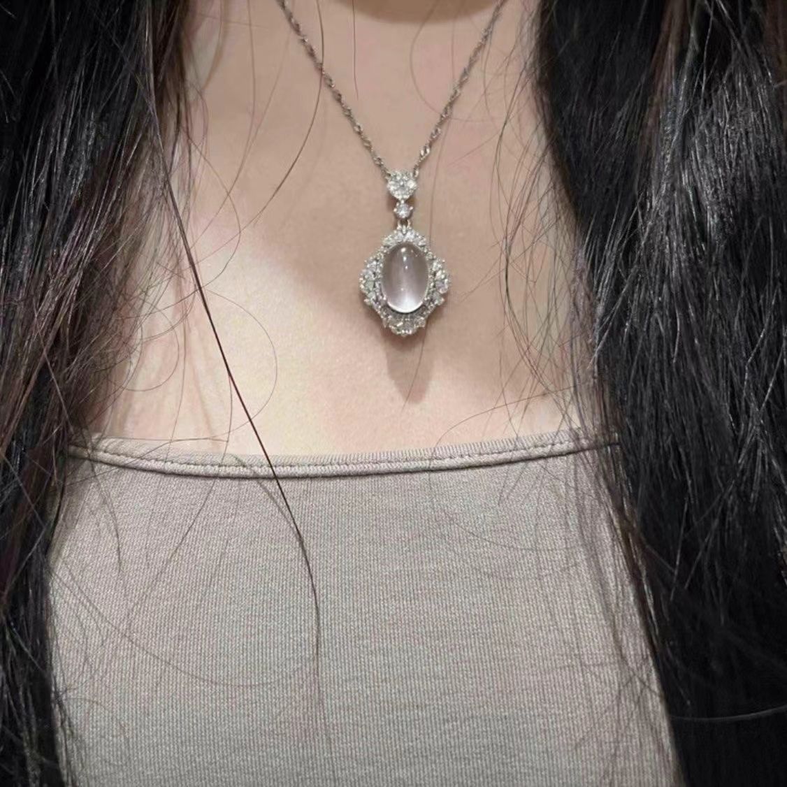 正宗天然冰种玉髓白玉佛公吊玉石媲美项链妈妈吊坠礼物项链