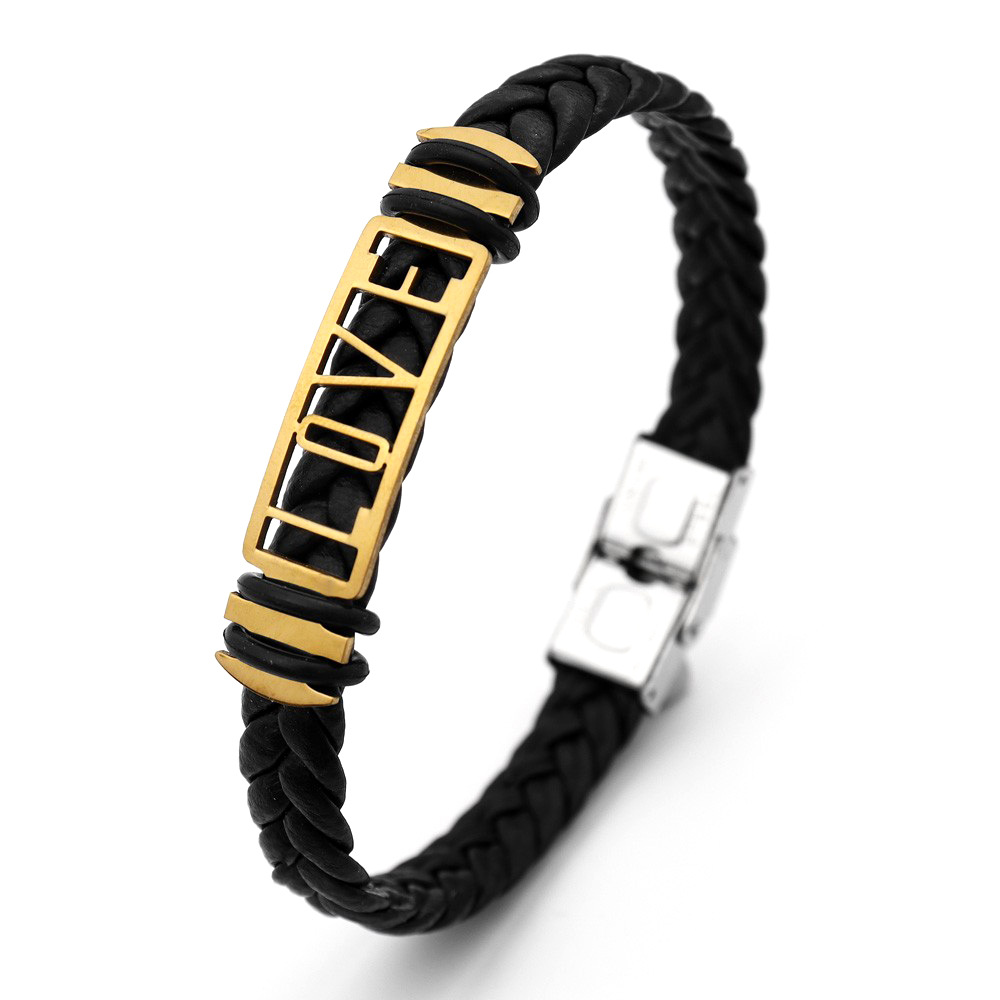 1 Piece Quantity Retro Punk Solid Color Pu Leather Men's Bracelets Men Cord & Leather Bracelets