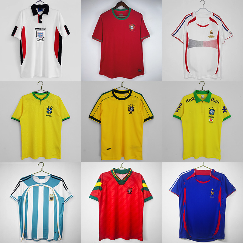 Brazil National Team Jersey England France Portugal Italy Argentina Japan Football Uniform Trendy Retro