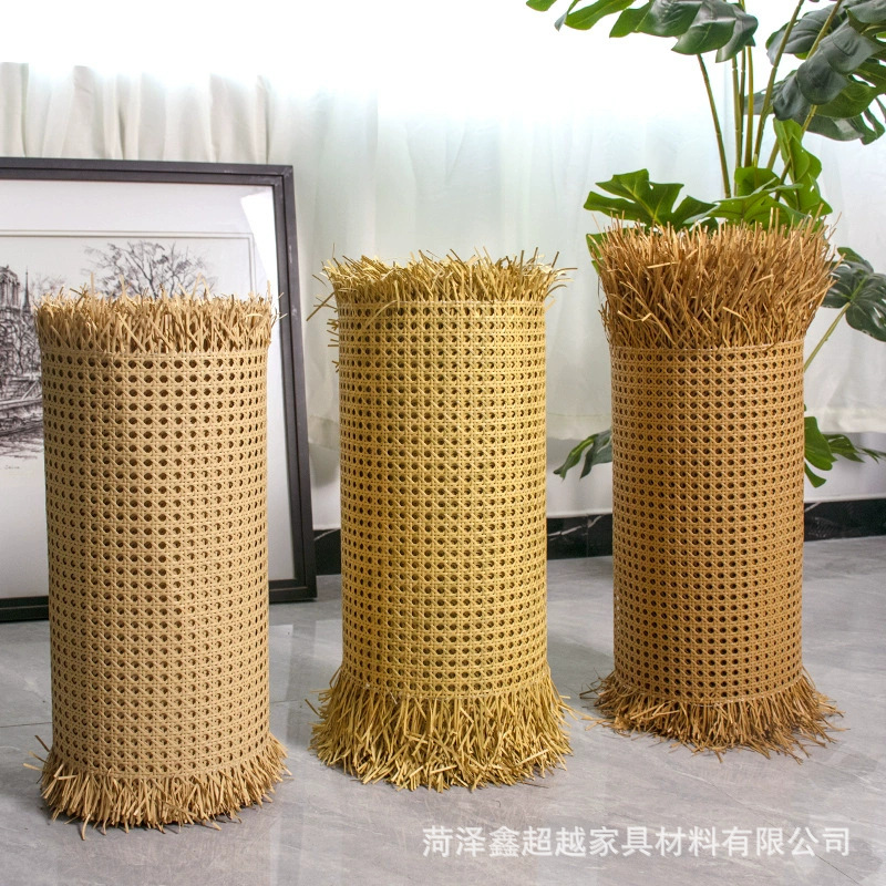 定 制藤编材料仿藤色PE八角眼装修吊顶家具辅料藤席柜门屏风藤笪