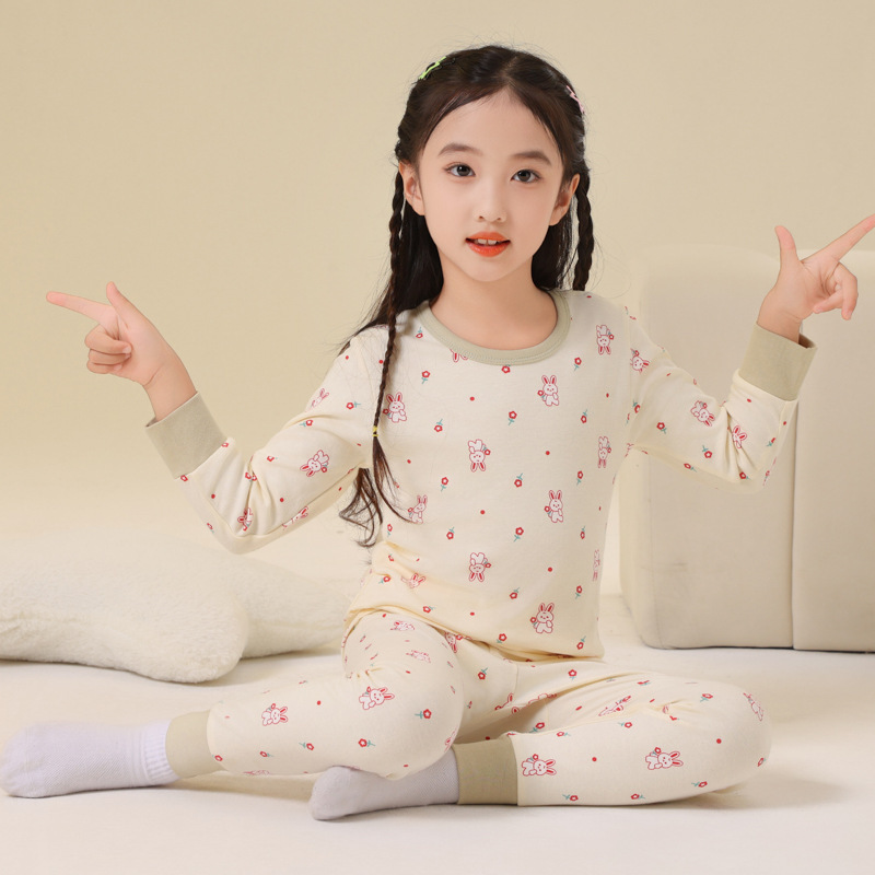 儿童秋衣秋裤男童睡衣纯棉女童保暖内衣中小童打底棉毛衫线衣线裤|undefined