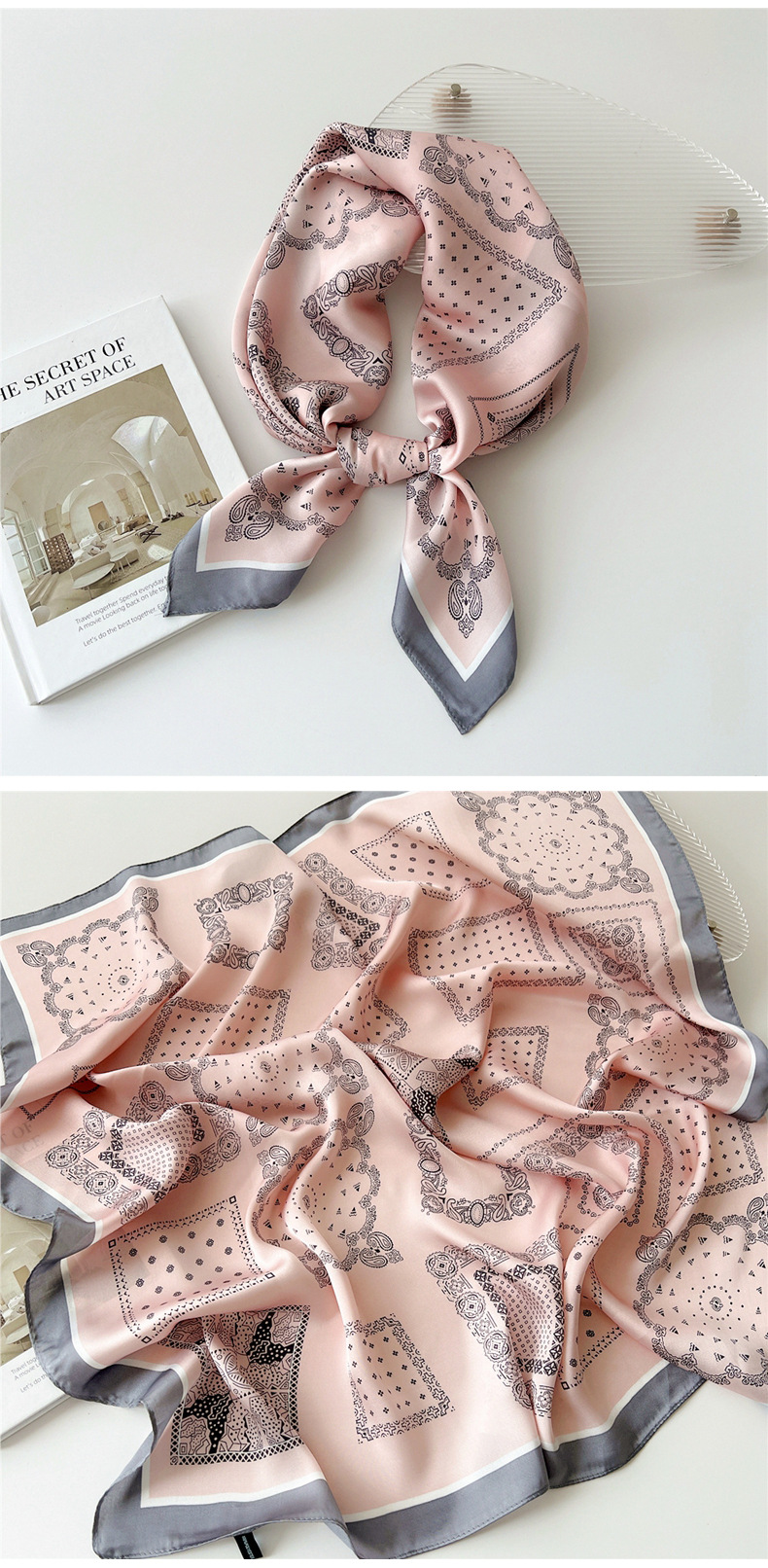25g Weight Silk Scarf Classification Women's Preppy Style Round Dots Polyester Silk Scarf
