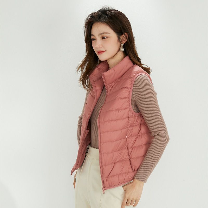 Autumn and Winter New Lightweight down Jacket Women's Casual down Vest Fashion Waistcoat Stand Collar Vest Thin Vest Jacket