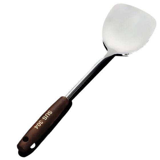 304 Stainless Steel Pot Shovel Stir-frying Thickened Iron Shovel Stir-frying Spoon Soup Spoon Colander Household Kitchenware suit Handle