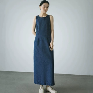 乾鹤日系春夏复古时髦接头气质简约牛仔连衣裙显瘦舒适透气长裙