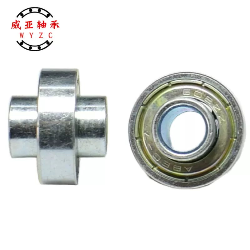 厂家直销微型深沟球碳钢轴承8*22*18包胶福来轮非标608zz双滚轮