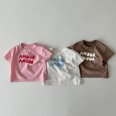 Baby Short Sleeve T-Shirt Summer Outfit Unisex Baby Thin Half Sleeve Top Alphabet Print Children's T-Shirt Clothes Korean Version