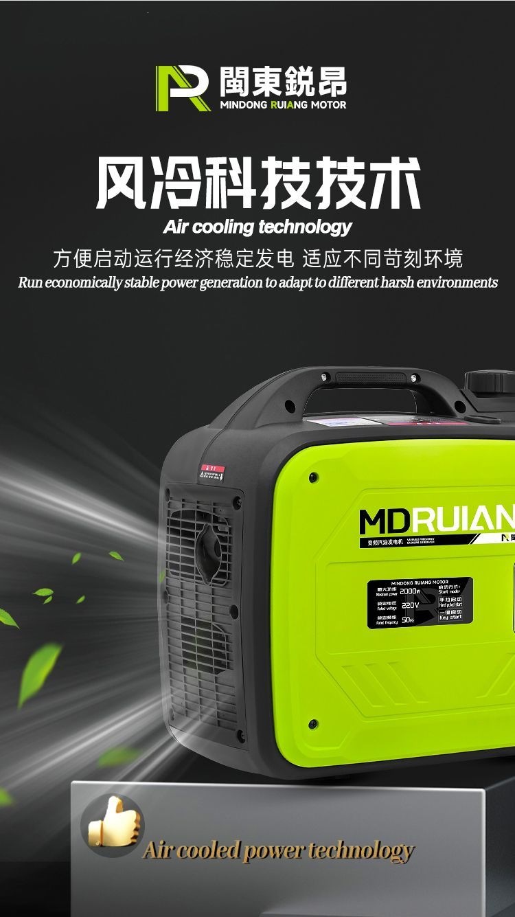 Ruiang gasoline generator, small household rechargeable inverter 220v, outdoor high-power power source, portable for camping