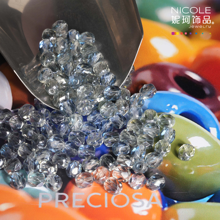 Importación Checa Baosha 7mm cuentas de fuego, collar de cuentas de mano, pulsera, accesorios de material DIY, aproximadamente 100 piezas