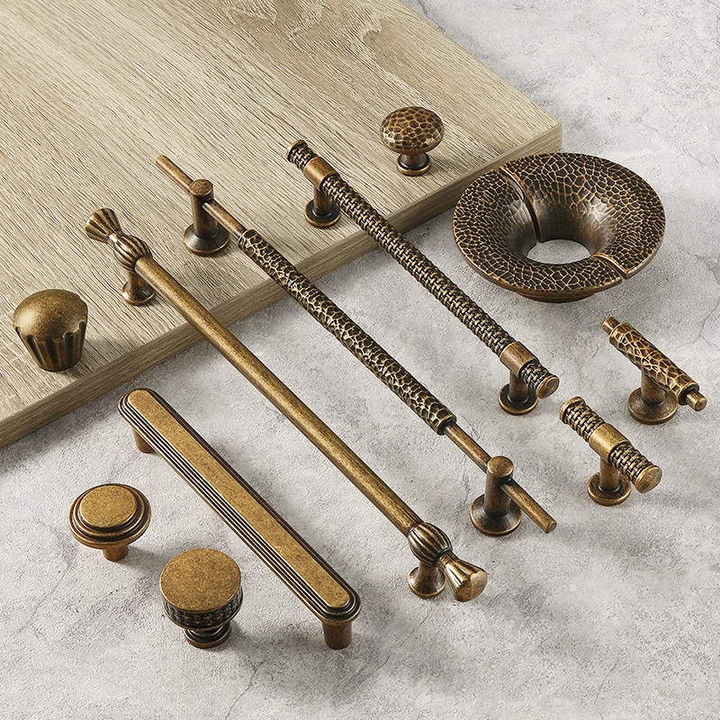 Трансграничная бронзовая дверь шкафа ручка современный легкий и простой новый китайский ретро-шкаф с одним отверстием для винного шкафа ручка