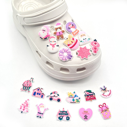 Single Pink Fresh Christmas 20 Hole Hole Shoes Decoration Soft Gel Shoes Flower Smart Star Gift Santa Claus