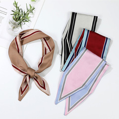 ins愛心尖角領巾絲巾女春秋韓版百搭綁帶手腕包包印花小圍巾髮帶