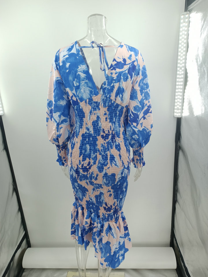 Wholesale Women'S Casual Printing Ditsy Floral Daily V Neck Long Sleeve A-Line Skirt display picture 19