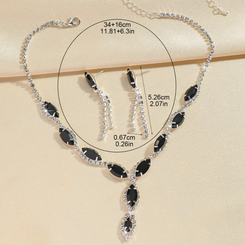 Brautschmuck Halskette Ohrringe Schmuckset Bankettkleid Halskette modische und vielseitige Temperamentaccessoires_voghion.com