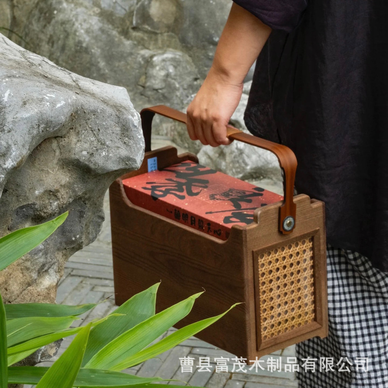 中国風木製月餅箱、持ち運び可能なギフトボックス、焼き菓子・ペストリー包装箱、特産品、新年ギフトボックス|undefined