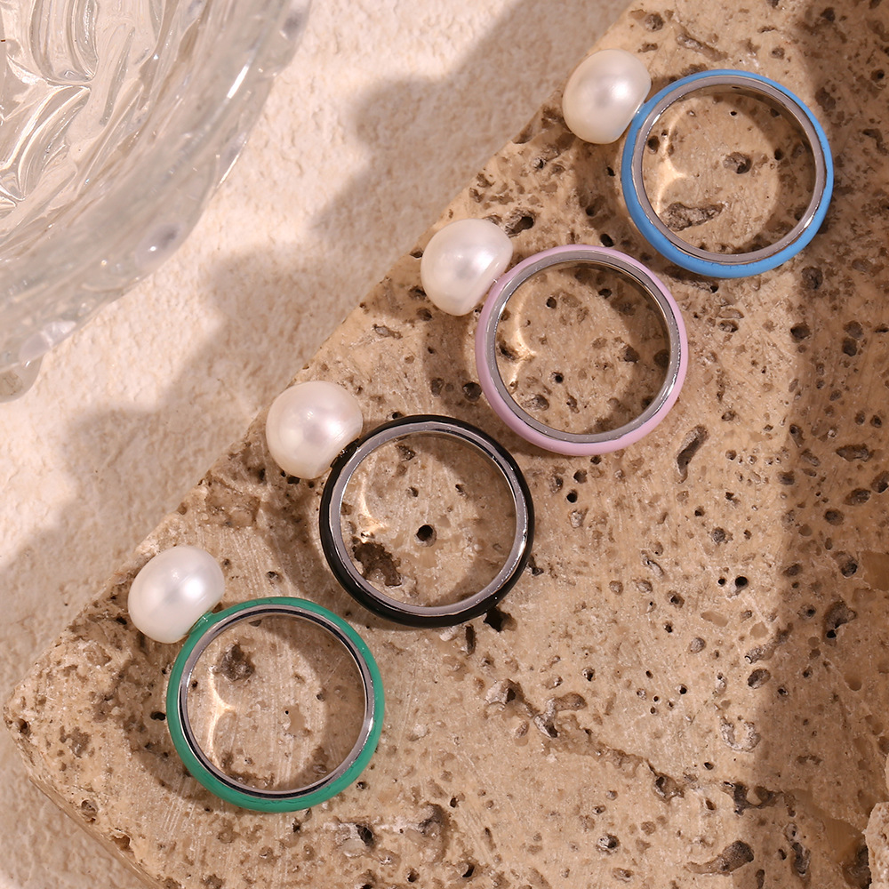 Color Dripping Steamed Bun Bead Ring