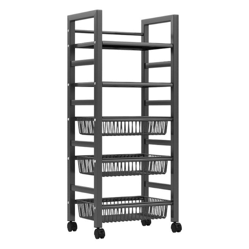 Estante de almacenamiento con ruedas y red cocina sala de estar piso dormitorio multi-capa libro snack móvil baño rack de almacenamiento