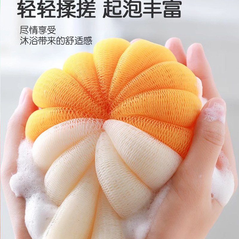 Bolas de baño de dos colores en forma de calabaza, bolas de baño, flores de baño de goma super suave, espumantes de goma, baño de baño