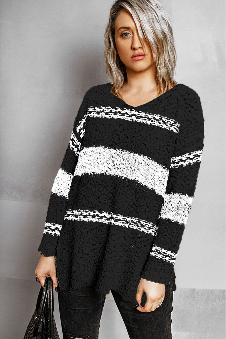 thick loose striped long-sleeved sweater nihaostyles wholesale clothing NSQSY85547