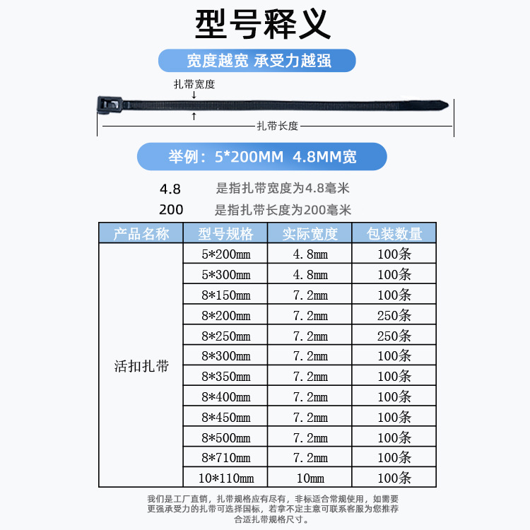 Cabeza cuadrada hebilla suelta corbata color blanco y negro nylon plástico reutilizable corbata suelta