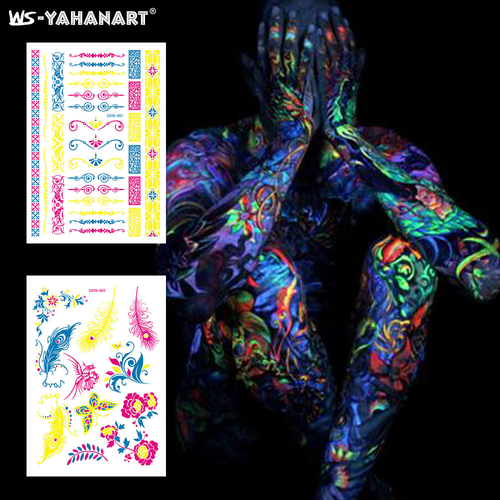 Tatuajes Temporales Fluorescentes Papel de Transferencia de Agua Impermeable, Fluorescente para Brazos y Rostro image 3