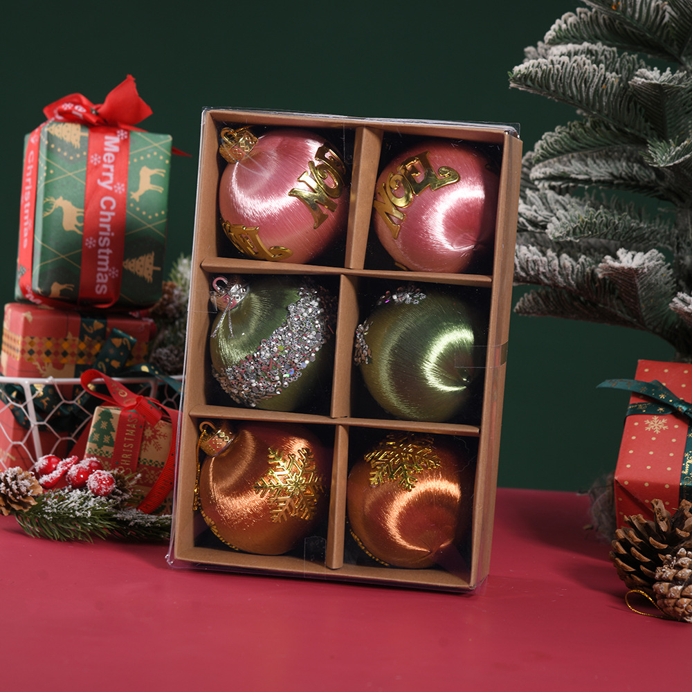 Explosiones transfronterizas de Navidad 6 bolas de color en caja de árbol de Navidad colgante creativo diseño de bolas colgantes