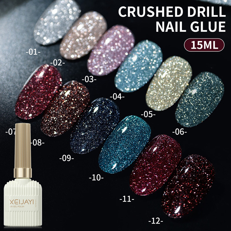 Net red flash reflective disco broken diamond nail polish glue new white firm lasting nail suit nail salon Net red flash reflective disco broken diamond nail polish glue new white firm lasting nail suit nail salon