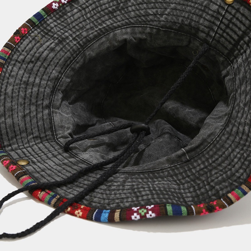 Summer Season Unisex Ethnic Style Geometric Wide Eaves Bucket Hat