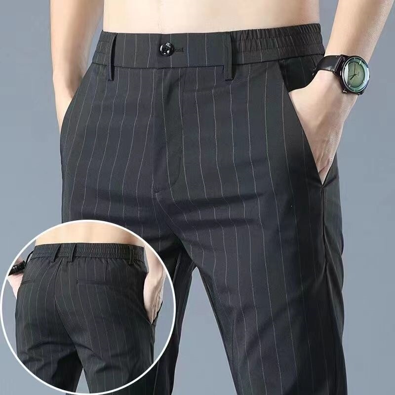 Men's Summer Striped Casual Pants, Loose Straight-Leg Versatile Trendy Long Pants, Business 2026 New Autumn Dress Pants