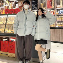 韩国绿色羽绒服女短款面包服2022新款韩版宽松加厚立领冬季外套潮