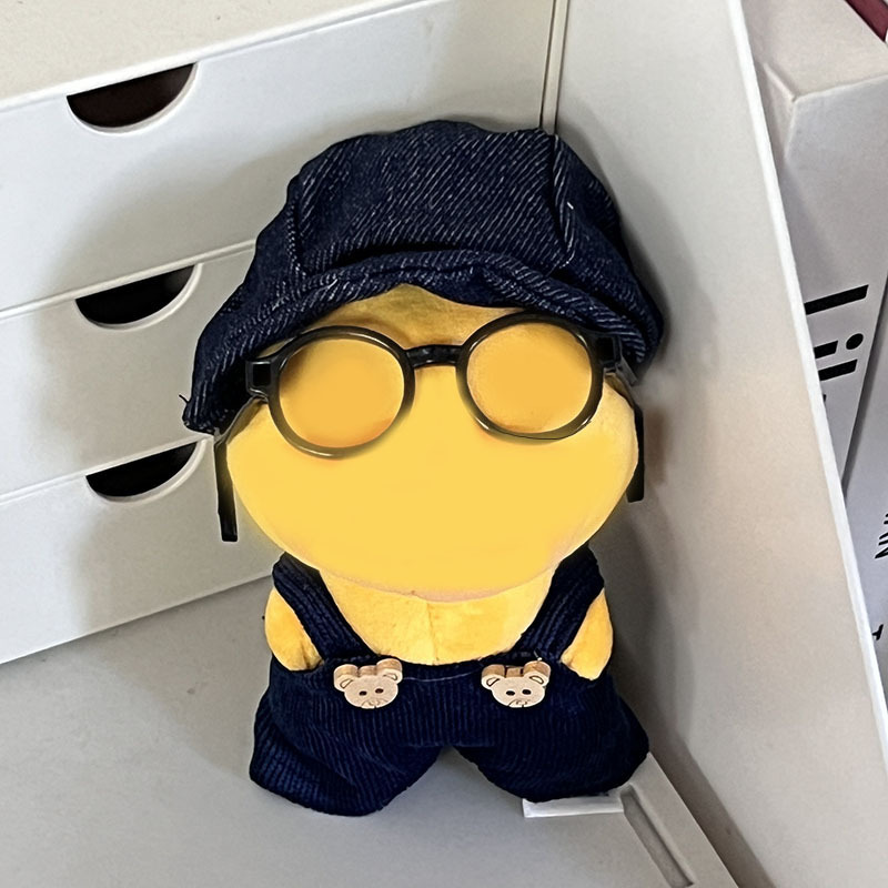 Cowboy hat + overalls + glasses (doll not included)