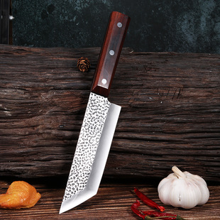 Japanese-Style Forged Chef's Knife 8Cr13 Hammered Meat Slicing Knife Rosewood Eel Knife Meat Cleaver Yangjiang